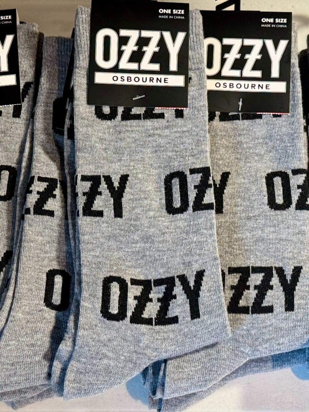 13 Pairs Gray & Black Ozzy Osbourne Novelty Crew Socks Size 6-12/13 OSFM